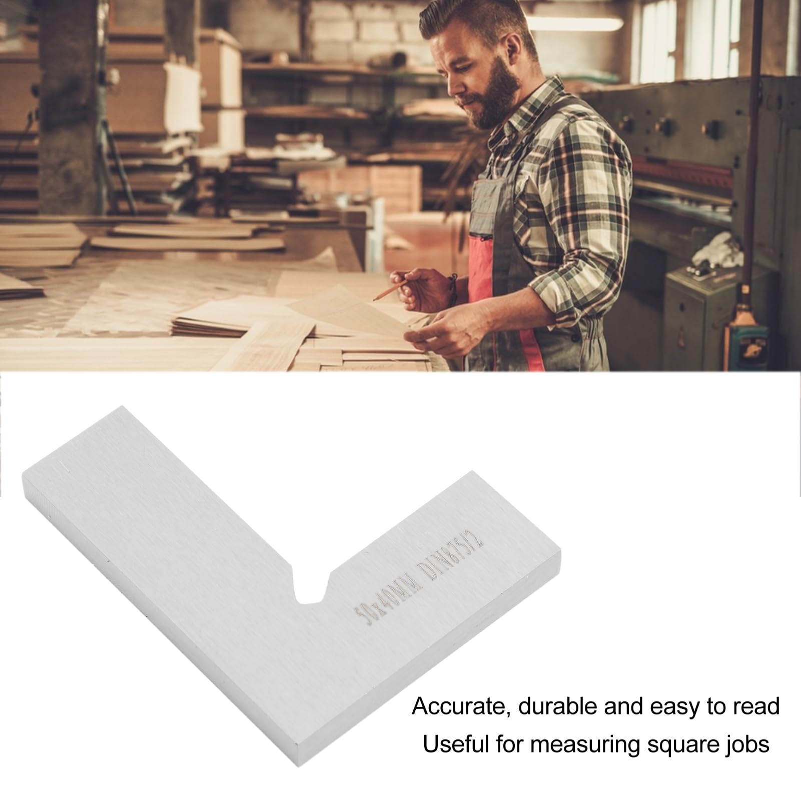 QANYEGN Machinist Square, Woodworking Machinist Tool, 90 Degree 50x40mm Right Angle Machinist Square Ruler Engineer Tool for Woodworking