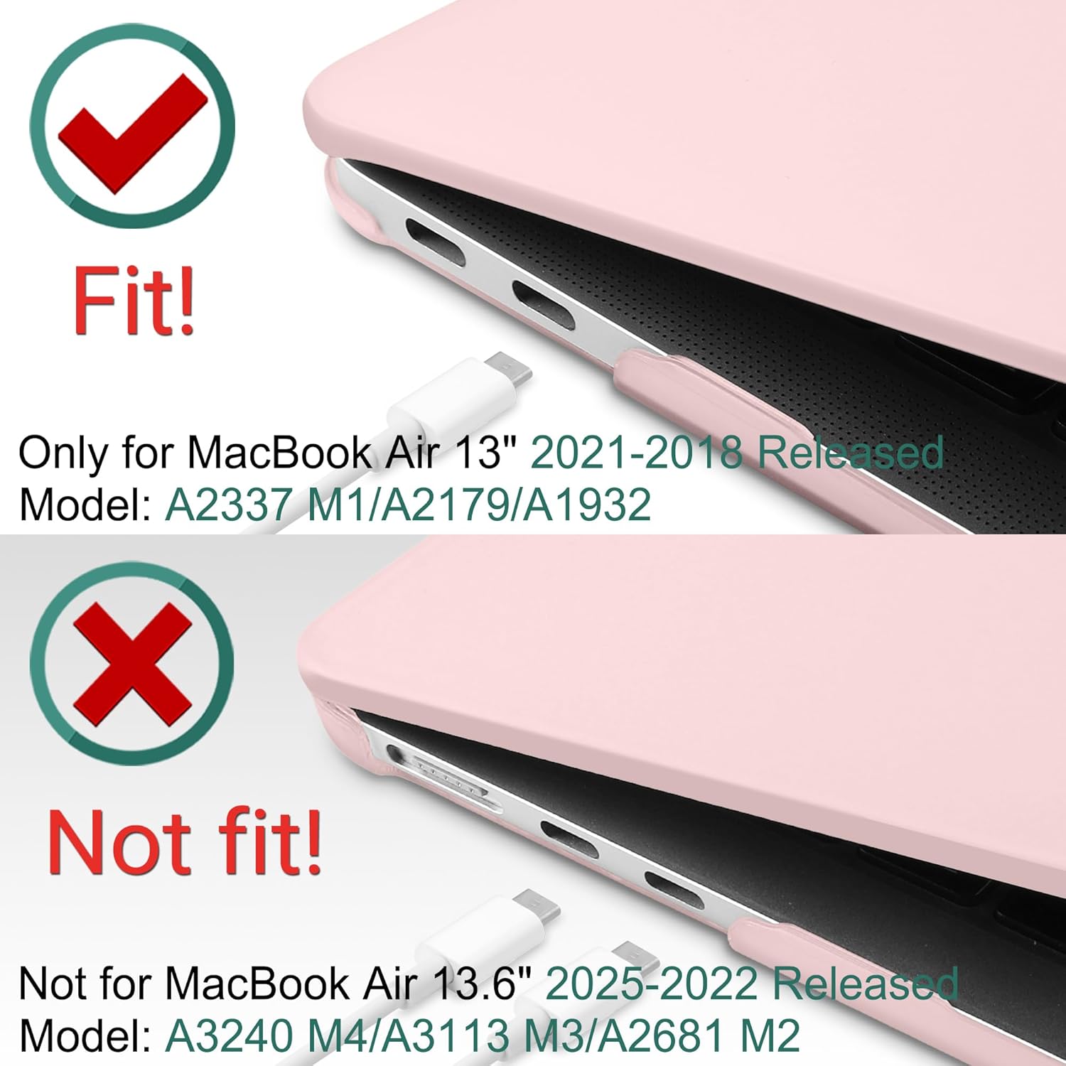 DONGKE Compatible with MacBook Air 13 inch Case 2021 2020 2019 2018 Release Model: M1 A2337 A2179 A1932, Matte Hard Case Cover for MacBook Air 13 inch with Retina Display Touch ID - Solid Pink - Image 3