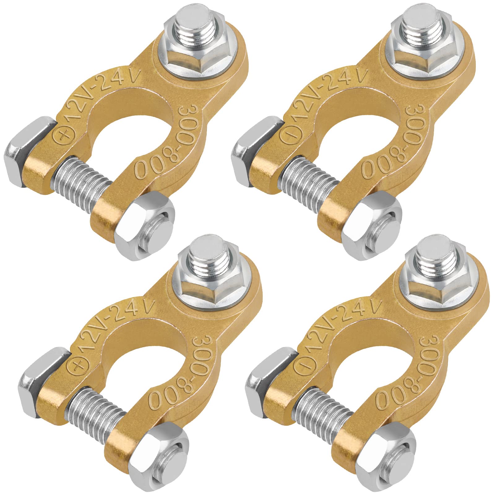 JatilEr Battery Connectors 2 Pair, 12v M8 Bolt, Copper Car Battery Terminals with Anti-Corrosion Pad for Motorcycles, Cars, Ships