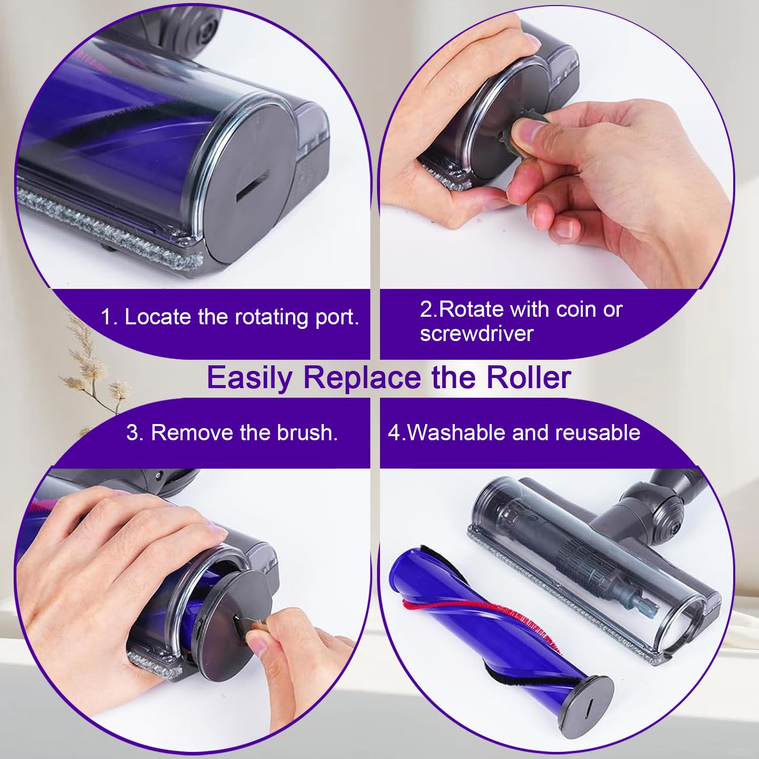 Tête de Brosse pour Dyson V10 V11 V7 V8 V15, Buse de sol à turbine à entraînement direct, Pièce de Remplacement pour Brosse à Rouleau,Remplacement Brosse pour Sols Durs et Moquettes