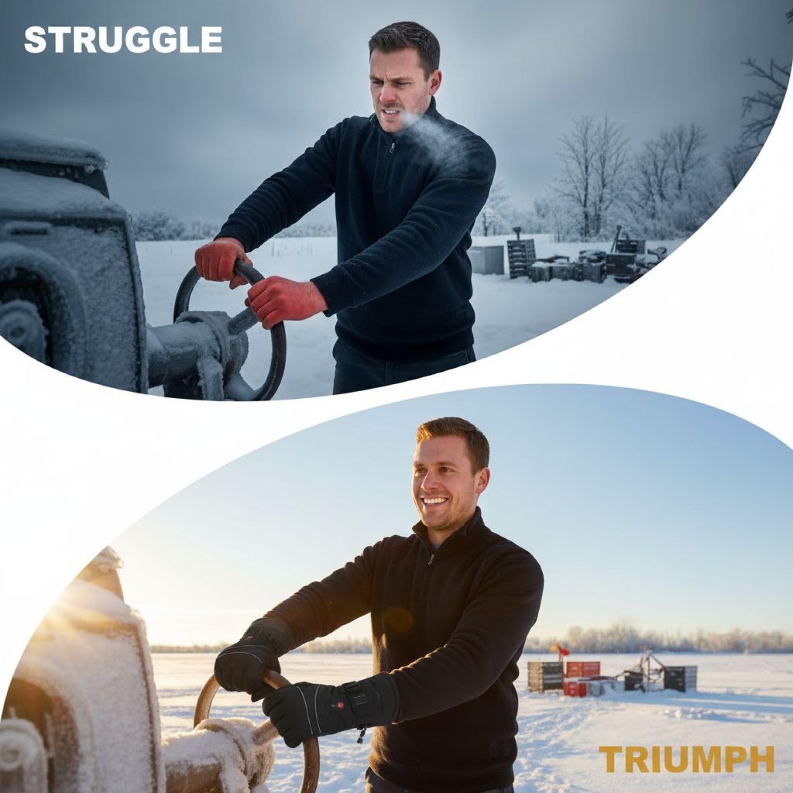 Guantes térmicos para hombre con batería recargable de 4000 mAh, guantes de invierno de calentamiento eléctrico para esquí, dedos compatibles con pantalla táctil, 3 niveles de calor, calefacción