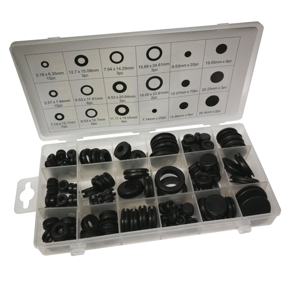 125Pce Rubber Grommet Assortment Pack Open & Closed Blanking Grommets For Wiring