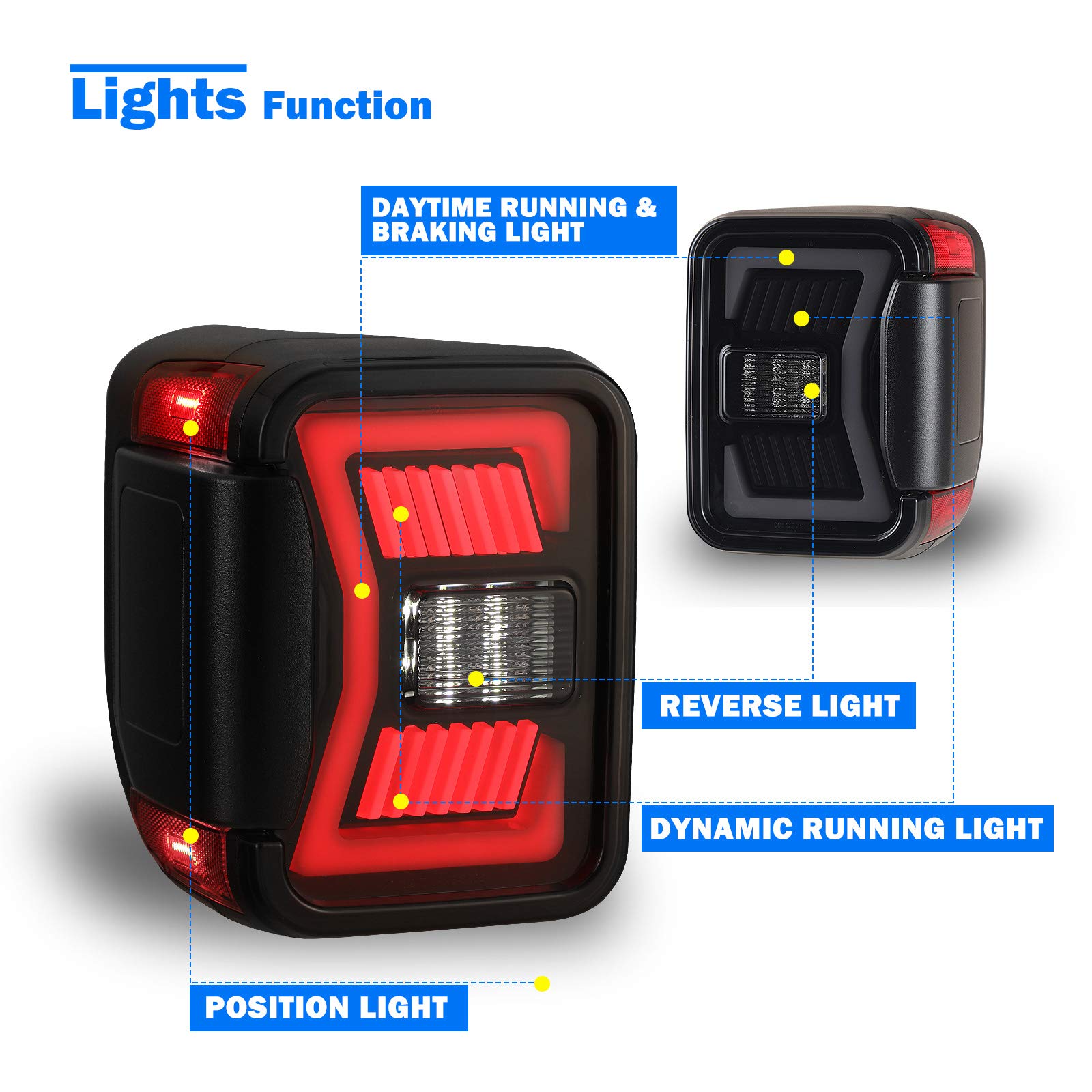 LED Sequential Tail Lights for 2019 2020 2021 2022 Jeep Gladiator JT