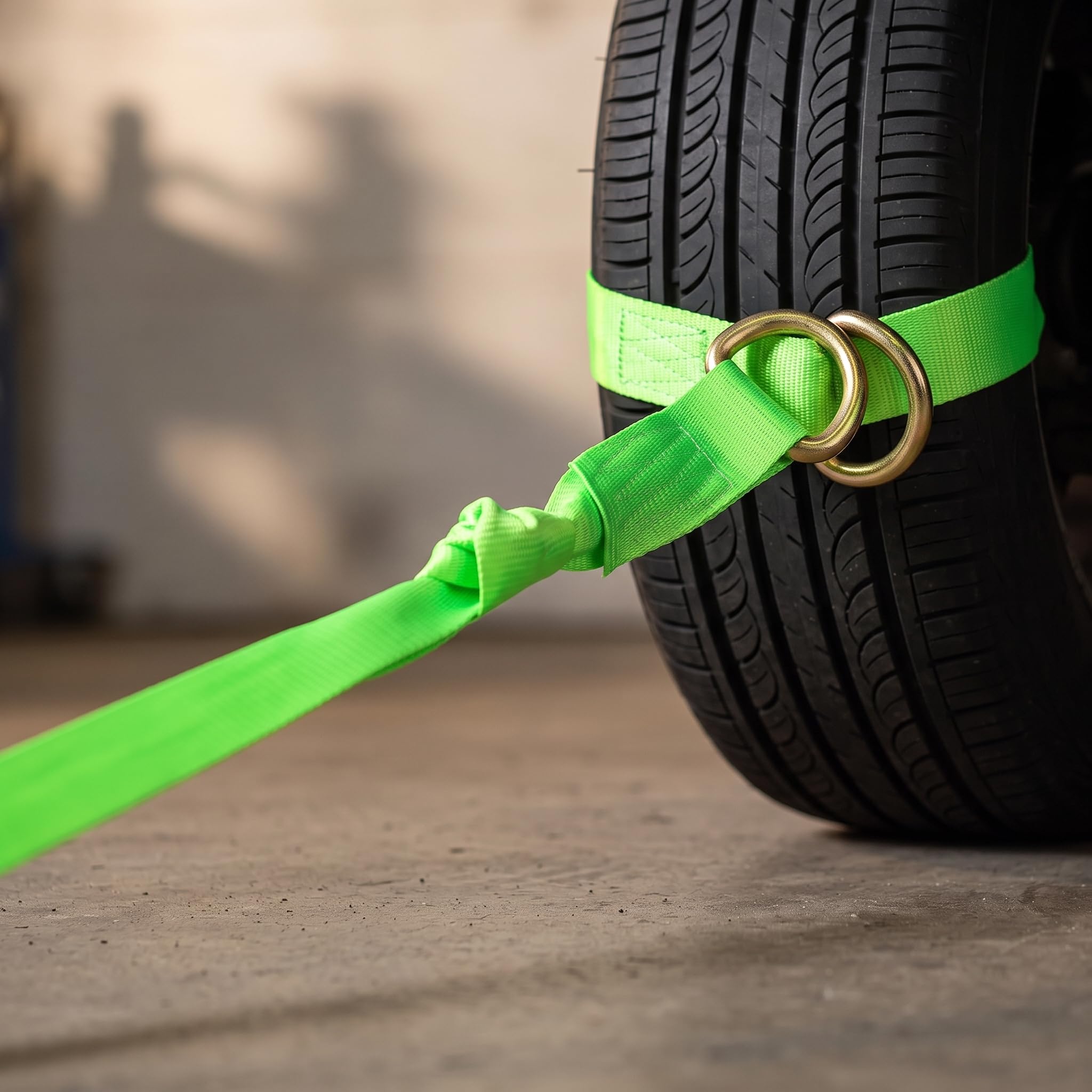 JOIKIT Confezione da 6 cinghie da traino con anello a D per sollevamento ruote, demolitori, rollback, camion di traino, verde