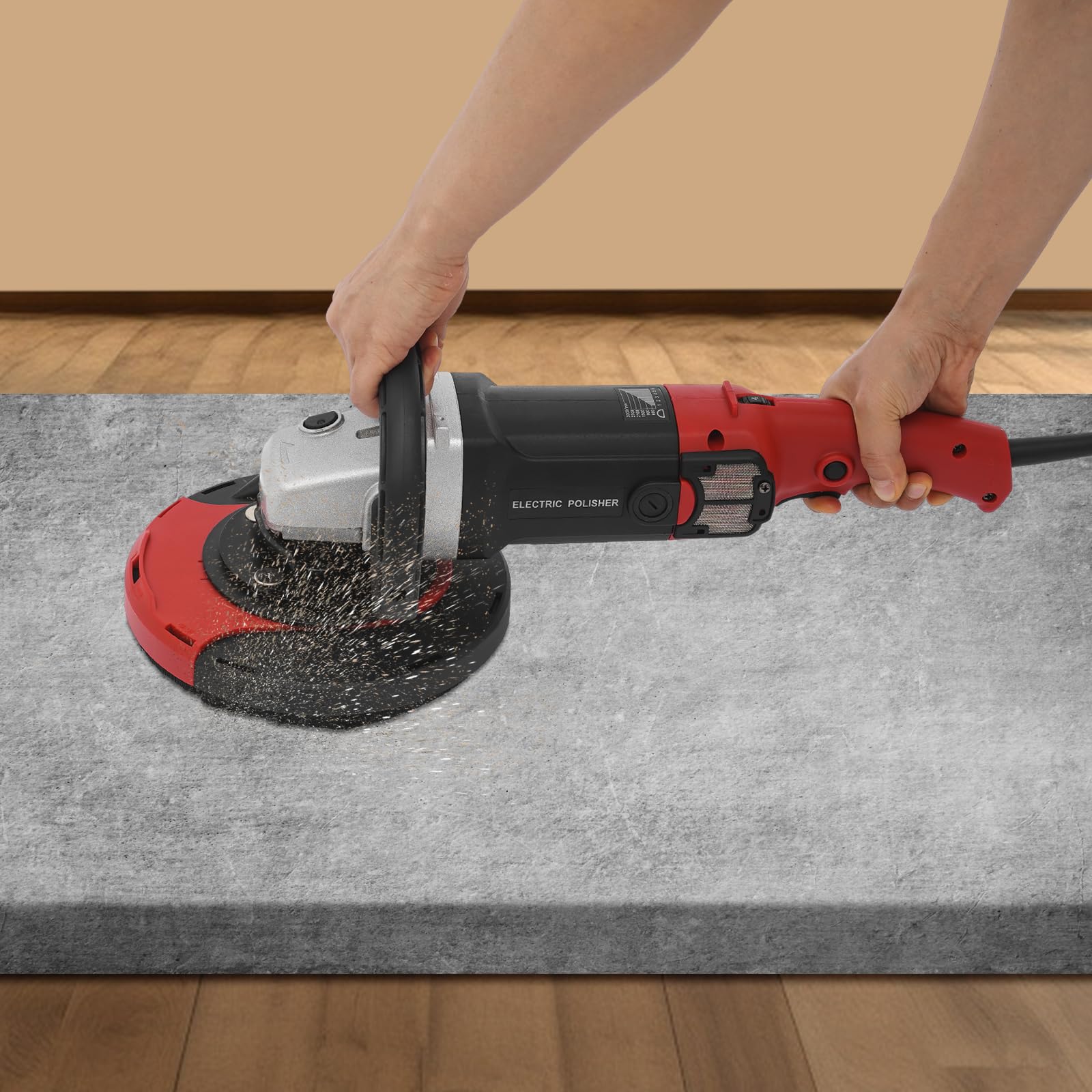 Set di smerigliatrici per calcestruzzo, 1580 W, a 6 velocità, smerigliatrice senza polvere con regolazione della velocità, smerigliatrice angolare Dustless per piastrelle, calcestruzzo (nero)