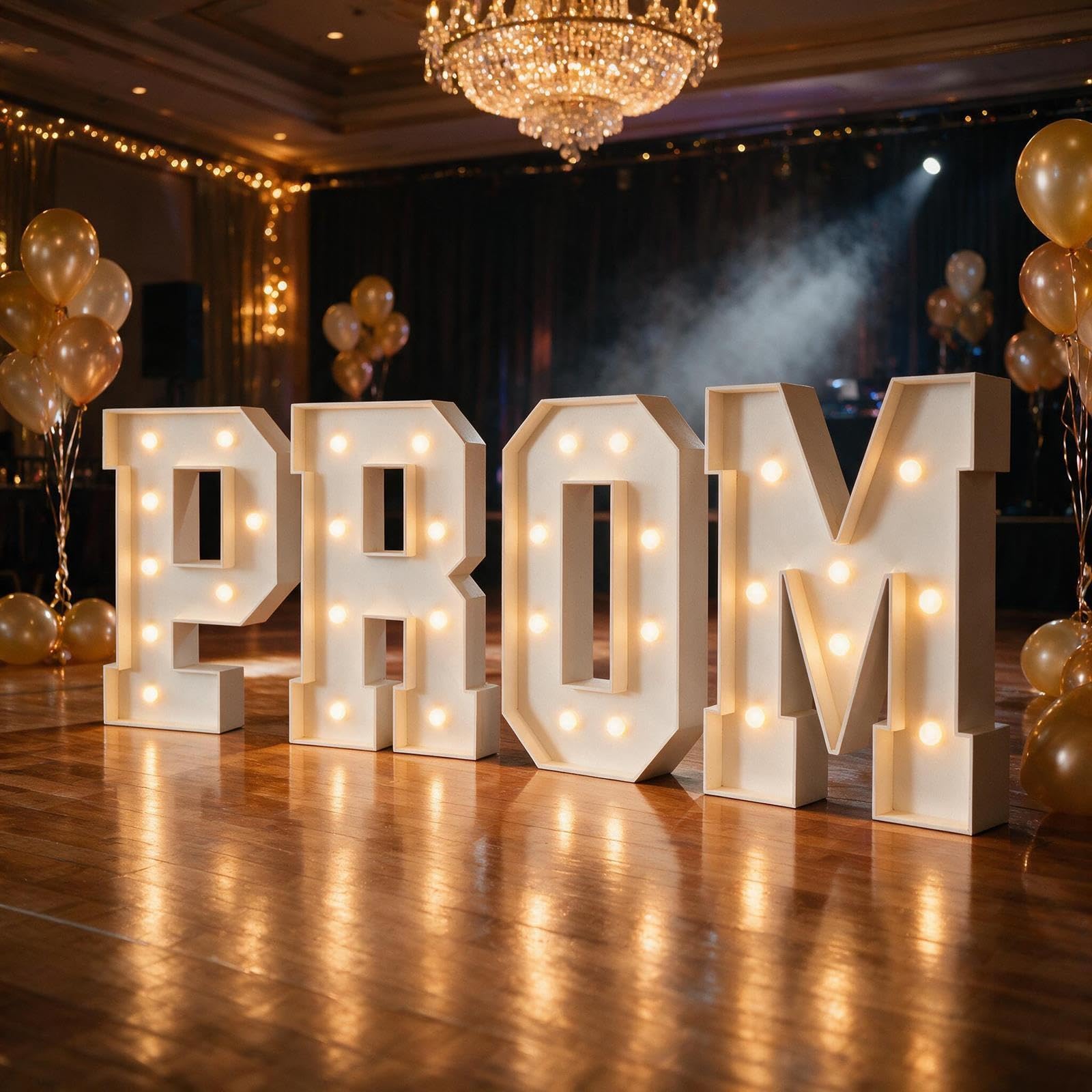 PROM Lettere Luminose Insegna Festa Prom Scuola Superiore Decor | Pannello Schiuma KT Pre-tagliato, Montaggio Facile, Senza Fili, Leggero, for Festa di Laurea(Warm white,120cm)