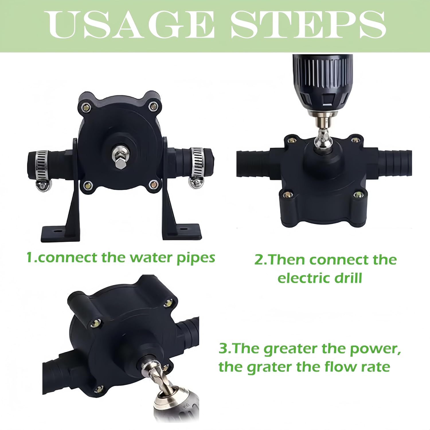 Drill Pump for Water Transfer, New Portable Hand Drill Water Pumps Mini Hand Self-Priming Quick Pumping Speed for Water Gasoline Oil Diesels Fluid Transfer Pump (1 Pcs)