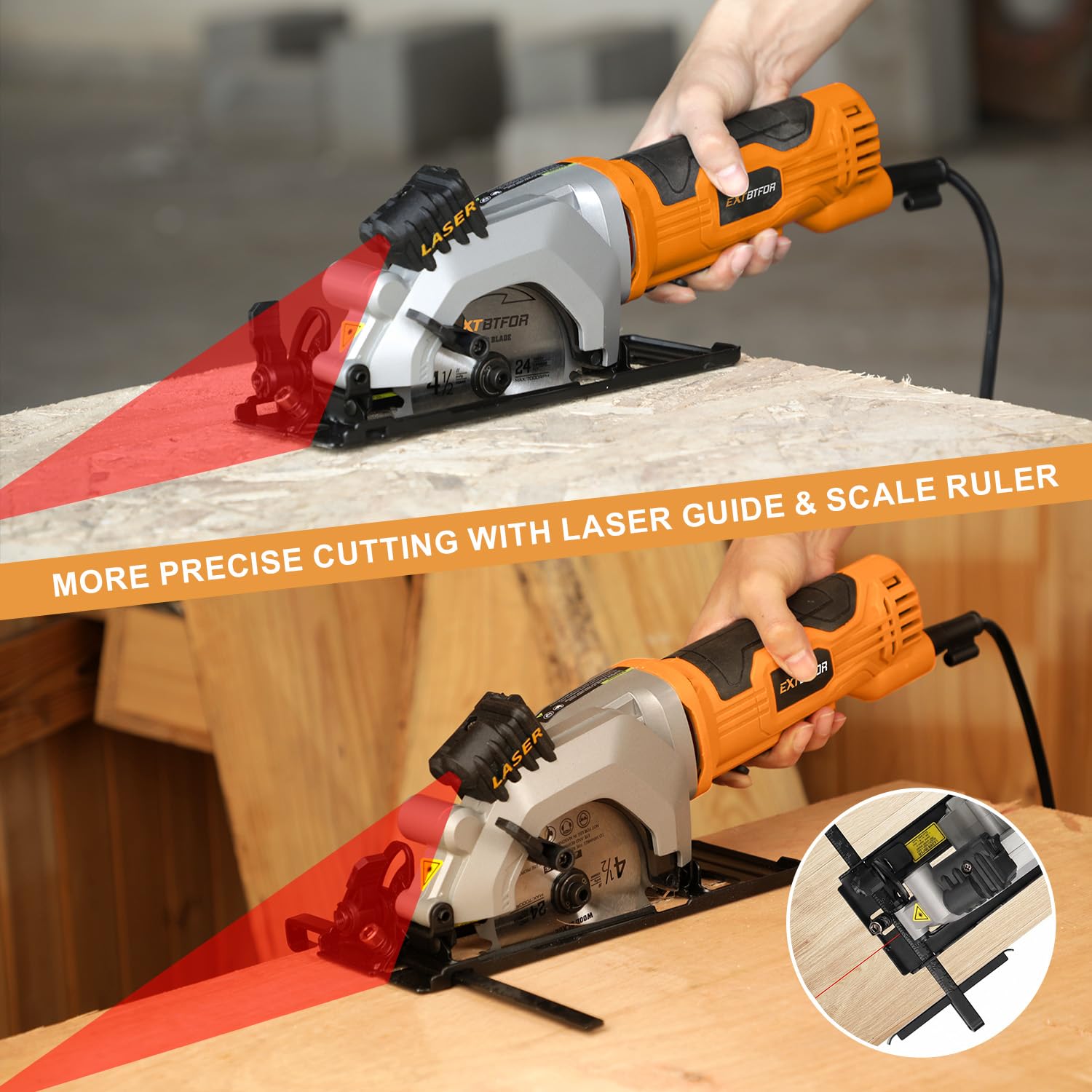 Extbtfor Power Circular Saw - 4000RPM Laser Guide -6 Extbtfor Power Circular Saw - 4000RPM Laser Guide -6