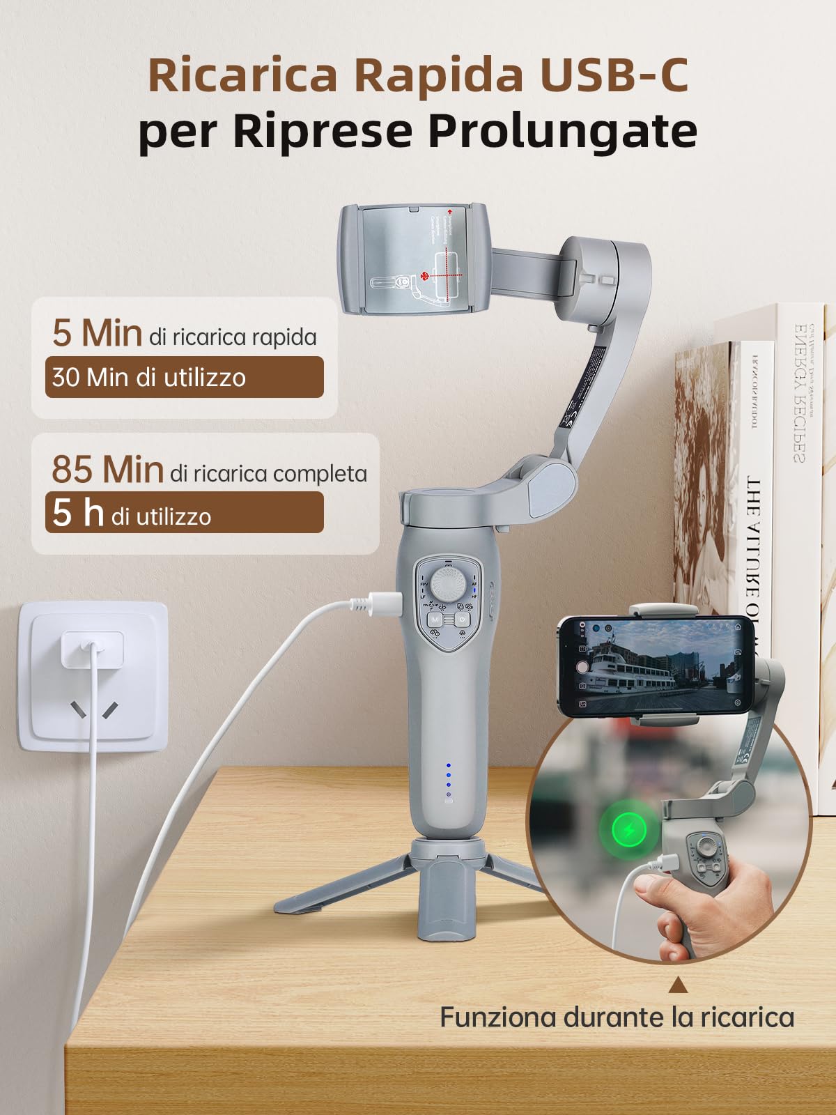 Rollei Steady Butler Mobile 3 SE Stabilizzatore Smartphones, Gimbal 3 Assi Smartphone Leggero e Pieghevole Compatibile con iPhone 16/15/14/13/12 Pro Max e Android per Video di TikTok YouTube Instagram
