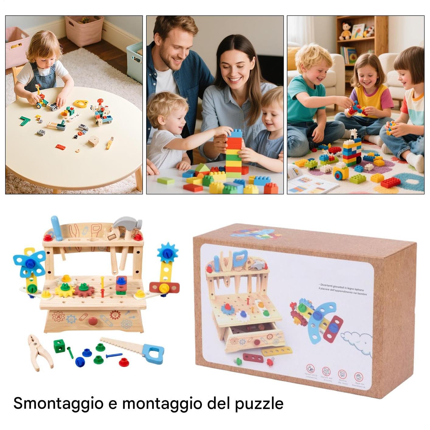 Attrezzi Giocattolo Da Piccoli Bambini E Ragazzi Giochi Di Costruzione | Set Banco Attrezzi Legno Viti Per Bambini Interno Sala Giochi Prescolari Aula Esterno Giar