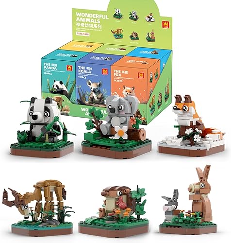 Juego de bloques de construcción de animales pequeños, colección temática de animales de tierra, juguete de ladrillos de construcción, lindas