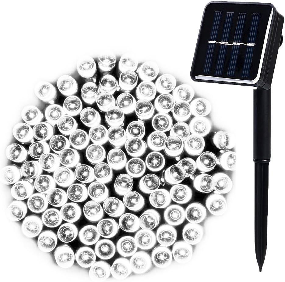 WishWorld 200LED Outdoor Solar Christmas String Lights,72ft 8Mode Waterproof Fairy Lights Decorative Lighting for Garden, Party, Lawn and Xmas Tree Decorations(Cool White)