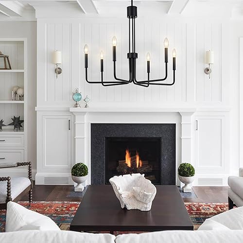 Miniatura 2 de Candelabros negros para comedor, lámpara de comedor sobre mesa, 6 lámparas modernas de granja, lámpara colgante de 28 pulgadas para comedor, altura