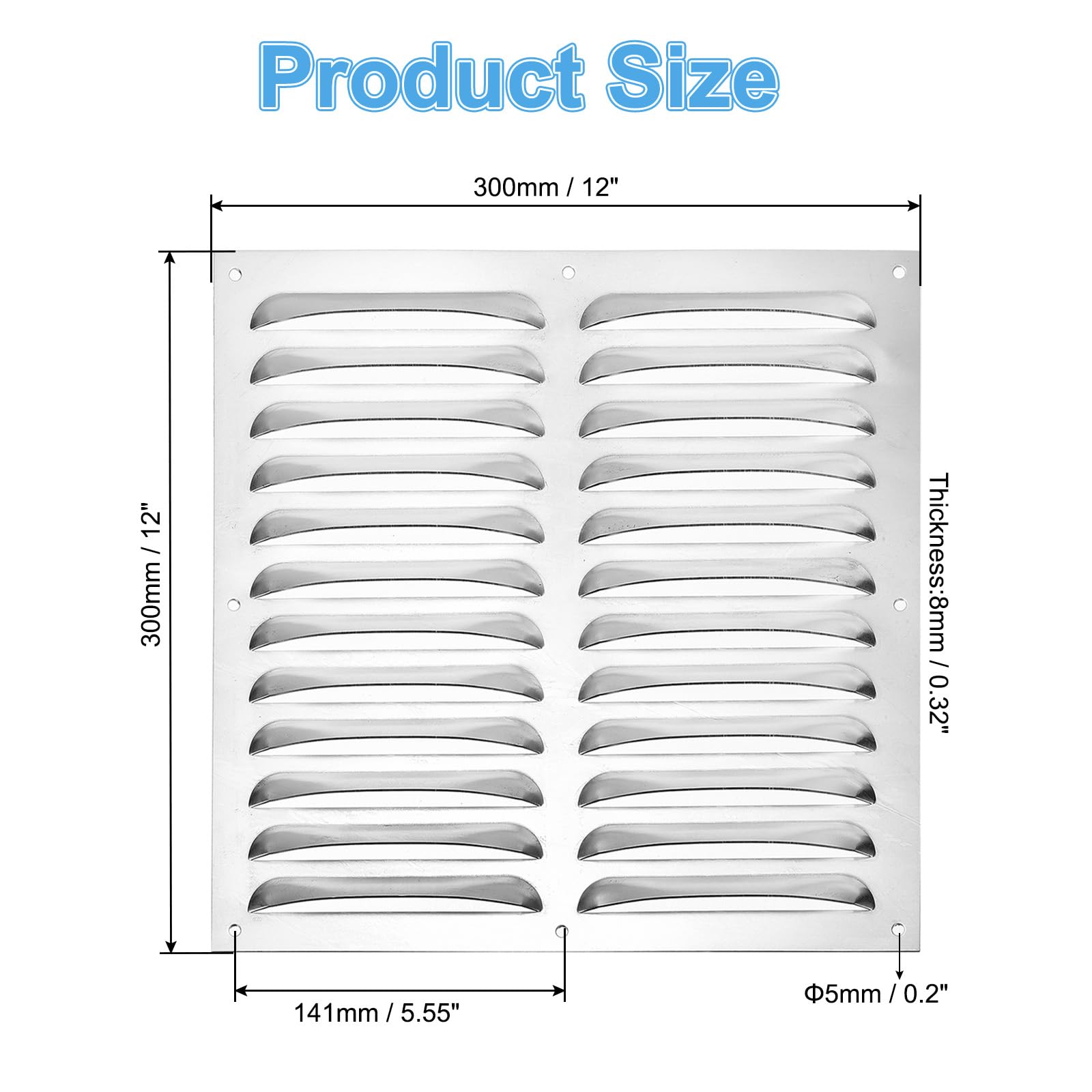 PATIKIL Return Air Grille, 12 x 12 Inch, Aluminum Duct Opening Vent Cover Grill, with Blue Film and Mounting Screws - Image 2