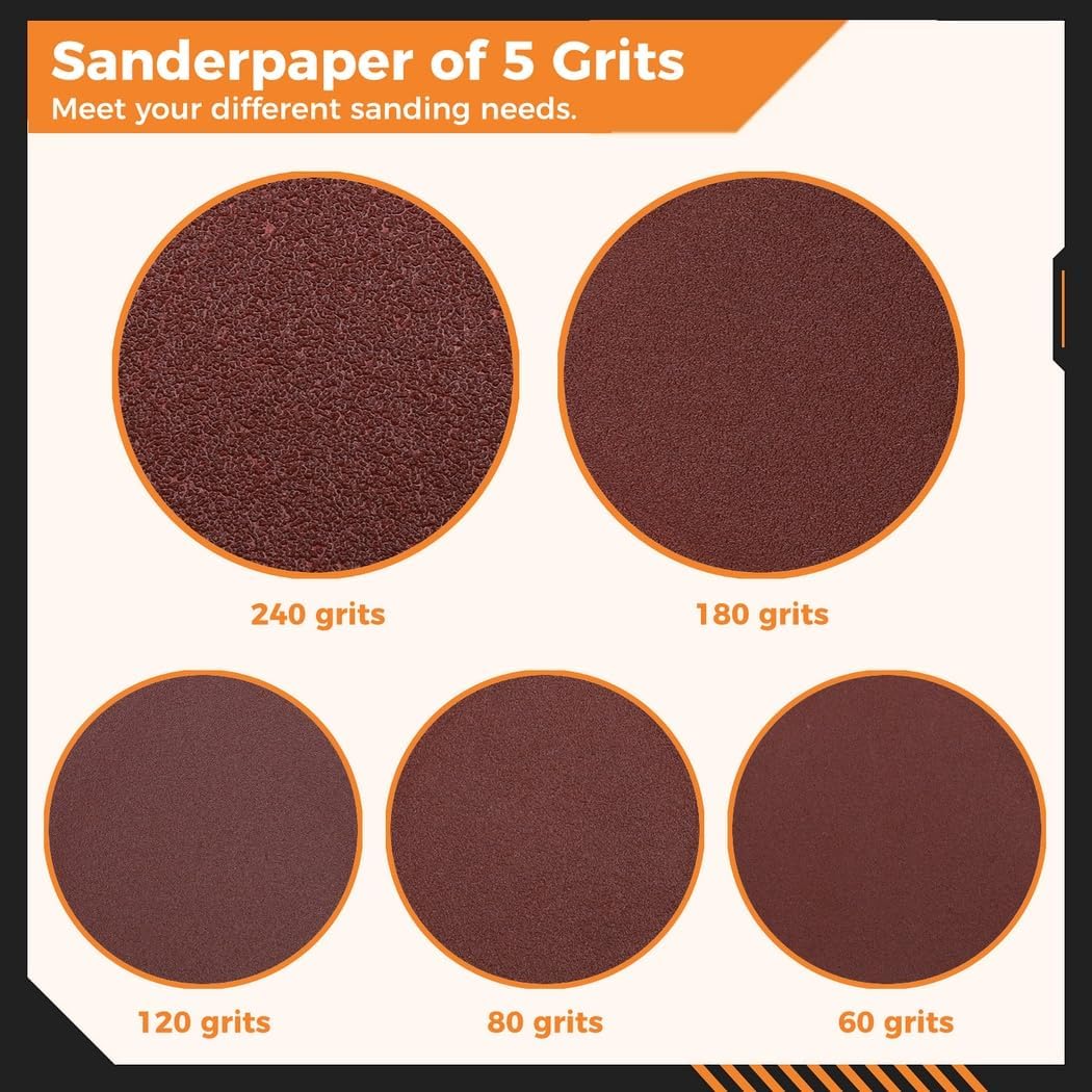 Triangular Sanding Discs Kit, 133 Pcs Detail Sanding Pads, Mouse Sandpaper With 125 Triangular Sanding Paper, Sander Paper For Oscillating Tool Wood Plaster, 2 Multitool Sanding Pads, 6 Buffing Pads