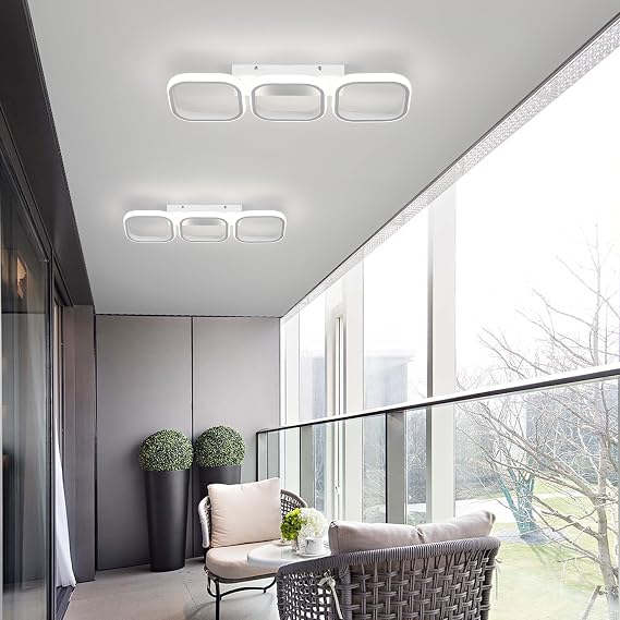 EIDISUNY Ceiling Light 3 Rectangles LED Latest Personality Simple White Modern Led Ceiling Light for Hallway Entrance Office Bedroom Kitchen Living Room Aisle - 54cm 33W Cool White Light 6000K (White) [Energy Class E]
