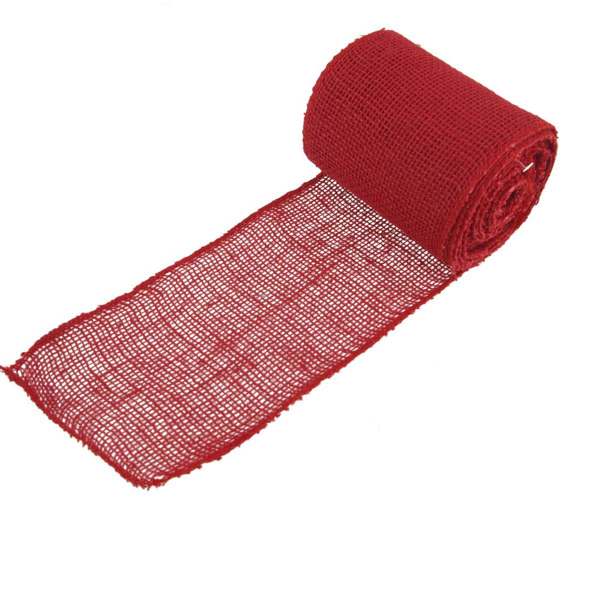 Confezione da 3 – 12,7 cm pollici Wide Burlap Fabric Craft Ribbon – 9,1 m – canapa juta – Cranberry
