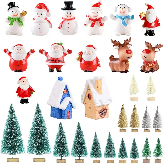 30 Pcs Mini Christmas Figurines - Collectible Santa Claus Ornaments for Home Decor