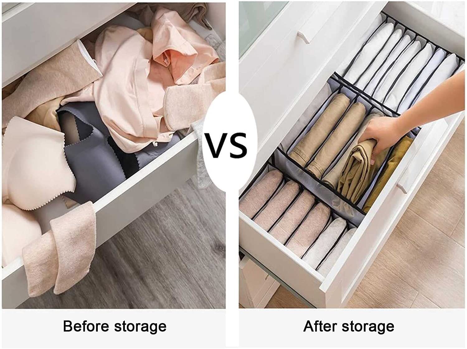 3 Pièces Boîte De Rangement Pour Compartiment Jeans Organisateur De Vêtements De Placard 6 Grilles Boîte De Séparation En Maille Pour Tiroir Closet Clothes Pour Pantalon T-shirt Sous-vêtements