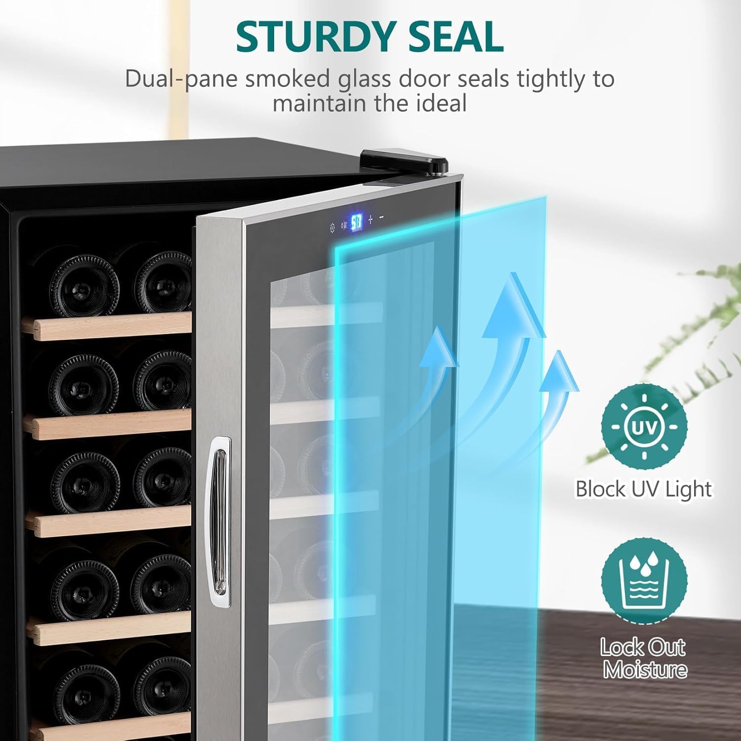 Wine Cooler, Beverage Wine Refrigerator, 28 Bottle, Built-In Or Freestanding, 34-65°F Digital LED Touchscreen, Adjust Temperature, Wine Refrigerator for Red, White, Champagne for Bar, Home, Kitchen on Fridge.com