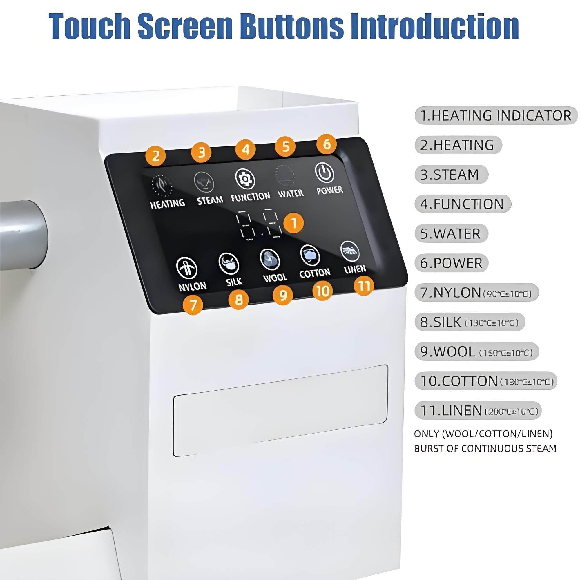 Dampfpresse Bügelmaschine, 14 cm Rollendurchmesser, 90 cm Länge mit Touchscreen & Fußpedal für Kleidung, Kleidung, Vorhänge, Laken - Effizientes Bügeln von Hotelwäsche