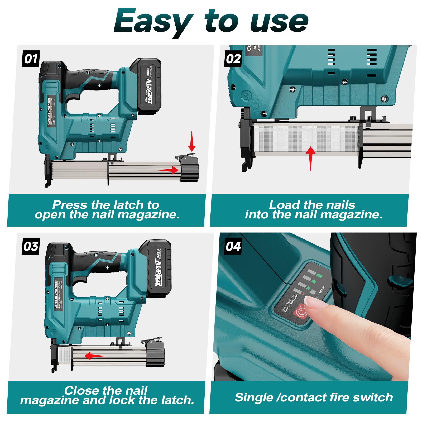 Yofuly Akku Tacker Nagelpistole Kompatibel mit Makita 18V, 2 in 1 Elektrotacker Nagler mit 4000mAh Batterie, 18 Gauge Tacker für 18GA Nägel und Klammern