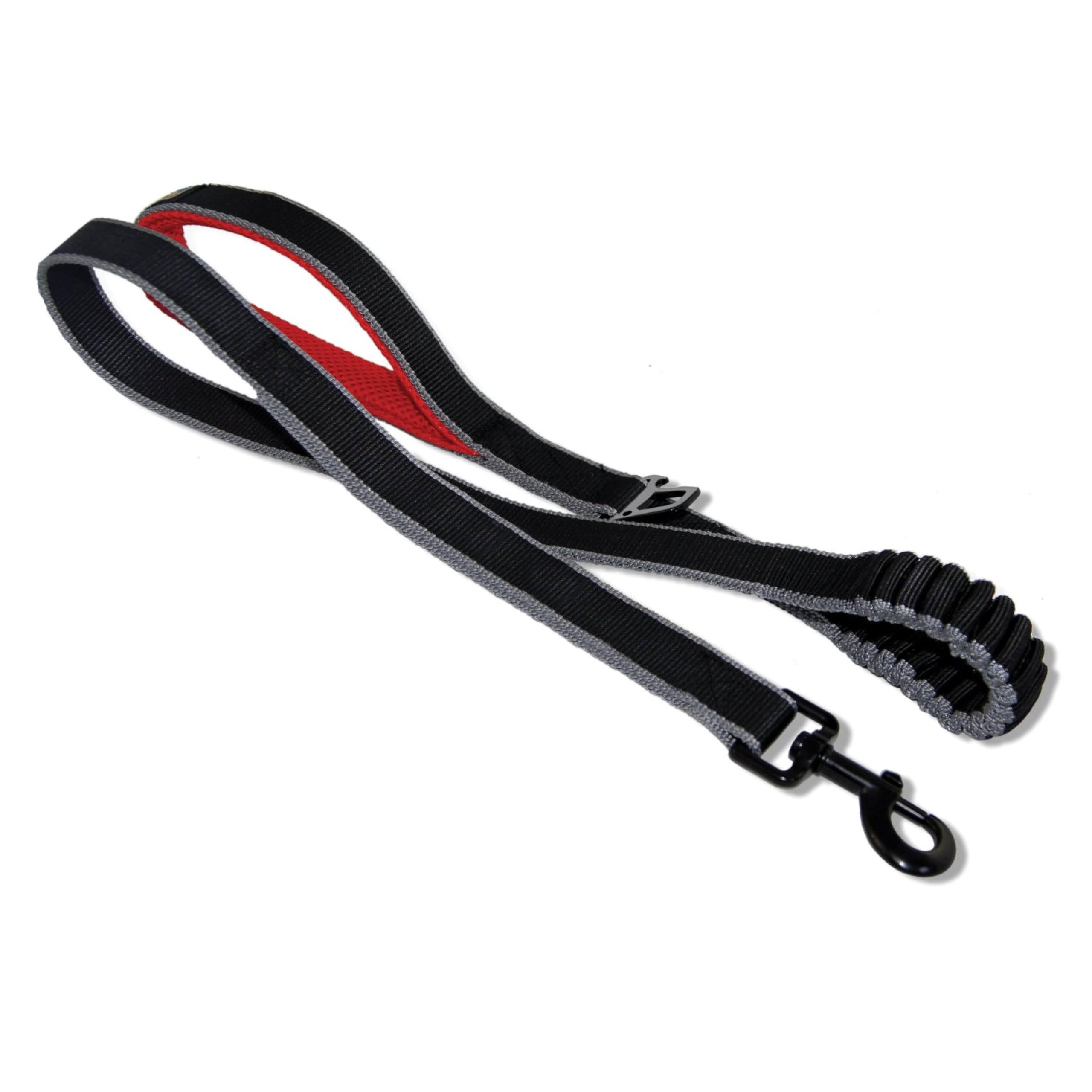 Kurgo Laisse élastique Springback pour Chiens, Poignée Rembourrée, pour Les Randonnées ou Le Jogging, Rouge et Noir, 122 cm
