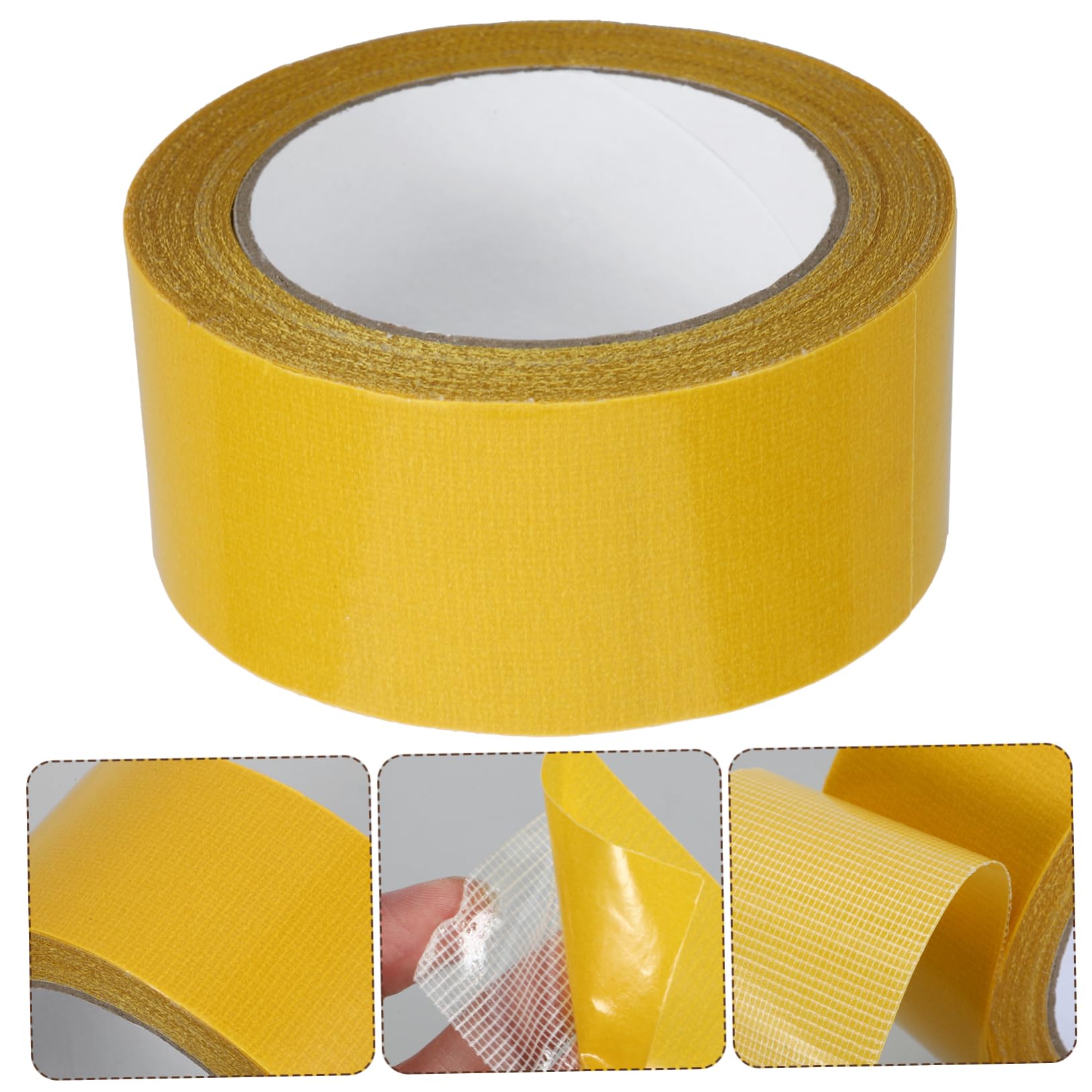 KICHOUSE 20m Fiber Mesh Adhesive Tape Non-Slip Double Sided Tape for Carpet Rug Repair Bright Yellow