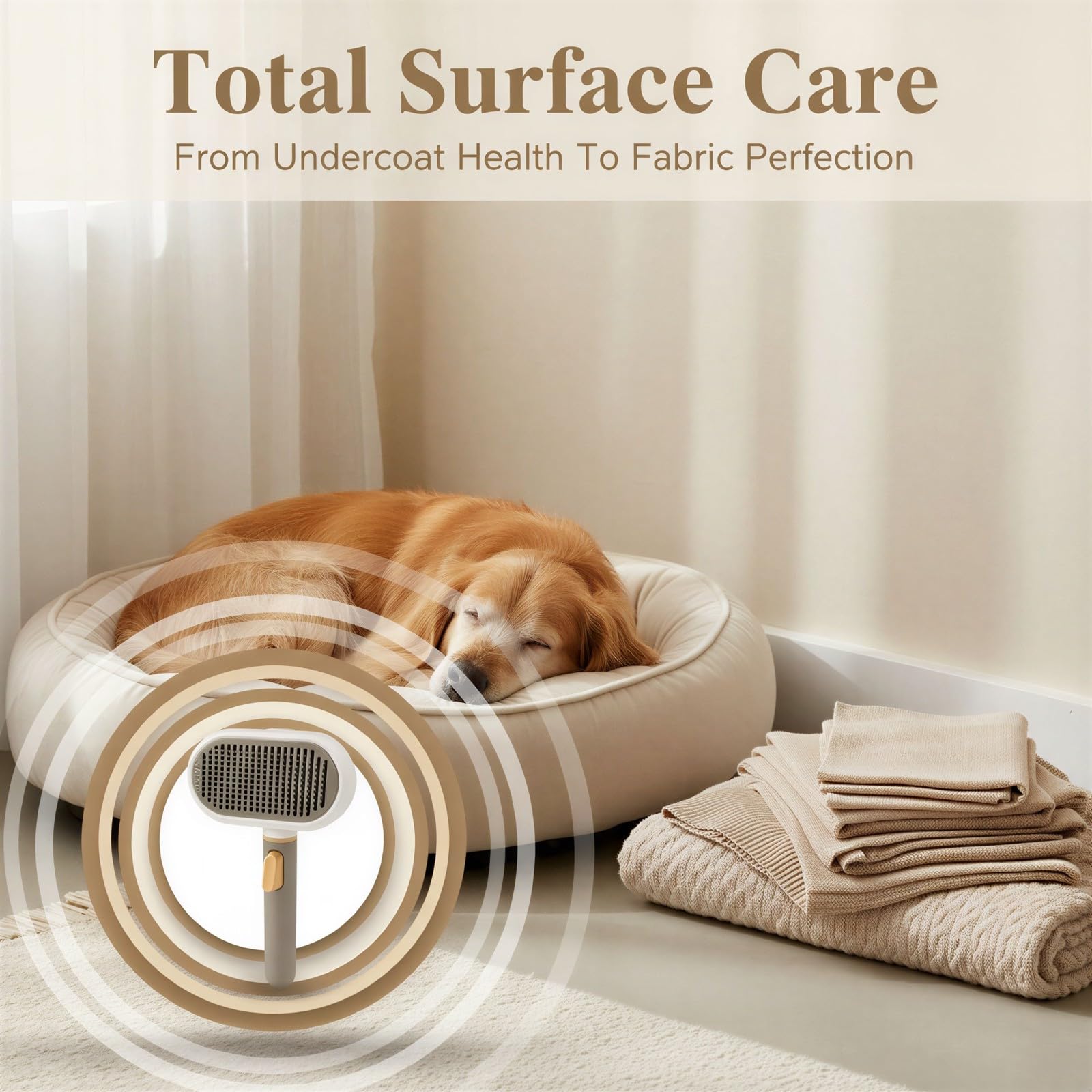 Brosse de toilettage 3 en 1 pour animaux de compagnie pour la perte de poils de chien et de chat avec bouton autonettoyant, outil de démêlage, peigne démêlant, tête pour poils longs et courts