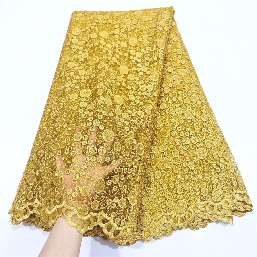LadyQ African Net Lace Fabric - 5 Yards Bridal French Lace for Women - 033827