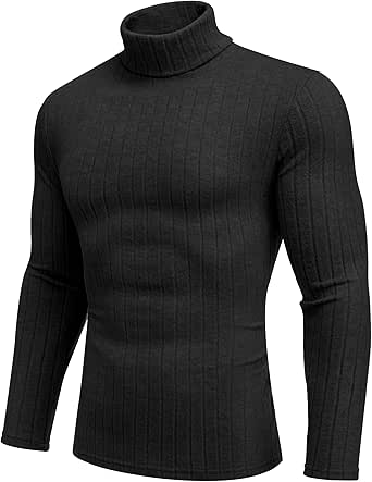 Ekouaer Men's Turtleneck Shirt – Lightweight Ribbed Thermal Long Sleeve Top, Baselayer For Fall & Winter
