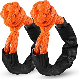 ZAMLIE Soft Shackle Recovery, (58,000 LBS Breaking Strength) Soft Shackle 1/2 inch X 22 inch with Protective Sleeve for Off-Road Sailing Trucks, 4x4, UTV, ATV(Orange, 2 Pack Soft Shackle)