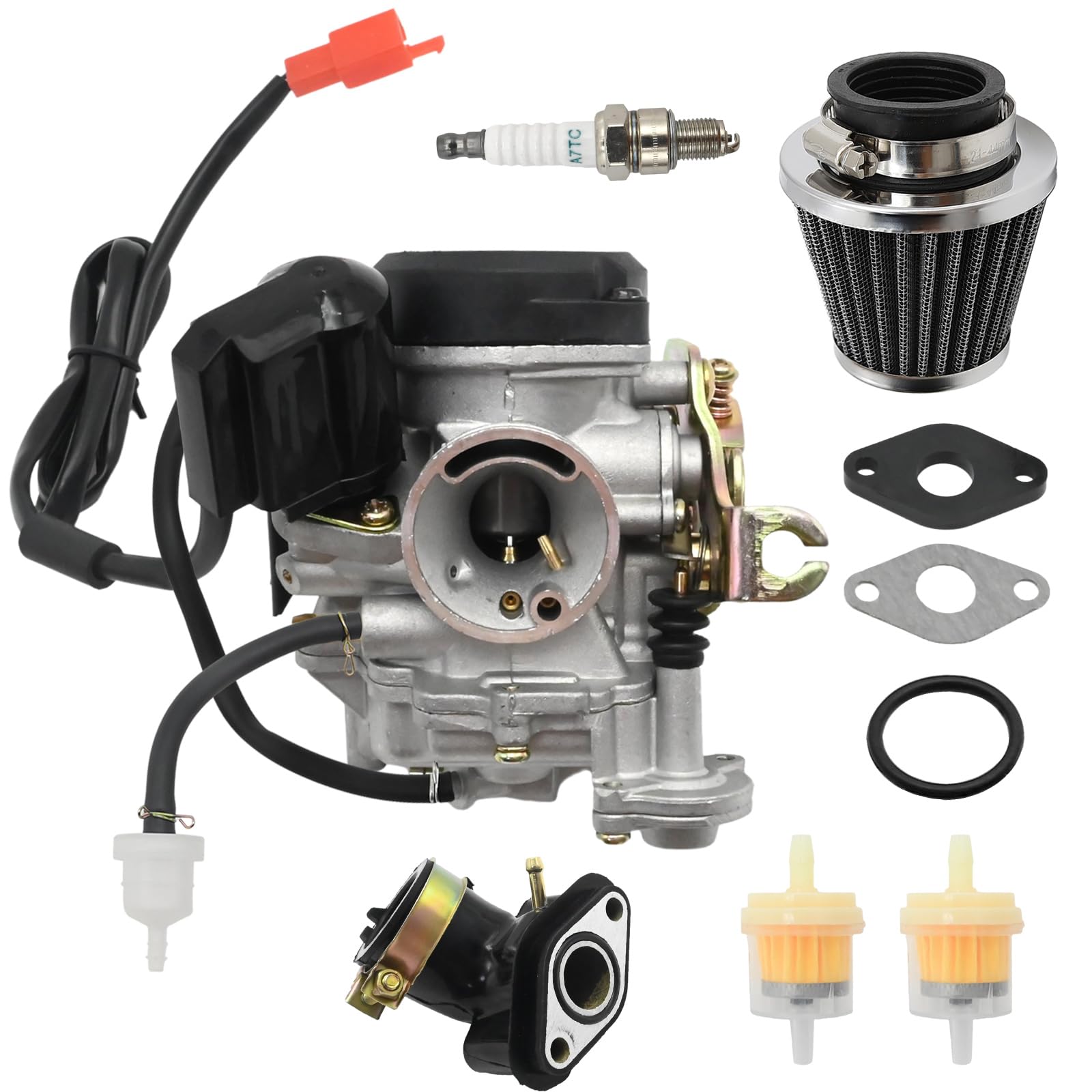 Hoypeyfiy GY6 50CC 139QMB 80cc PD18J Vergaser-Kit, Ersatz für Rex RS 400 RS 450 RS 460