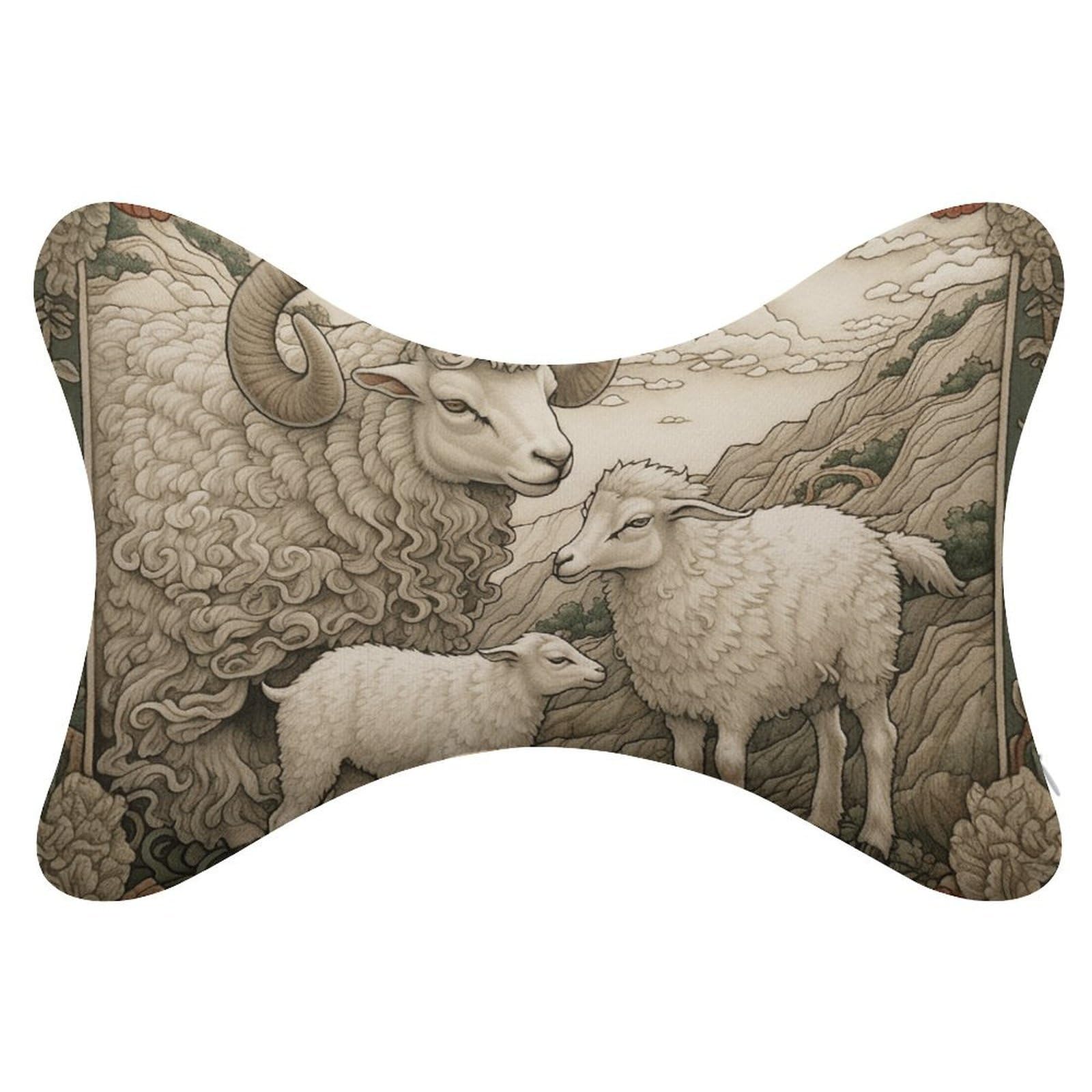 Adfgyerh Style Sheep Pattern Pillow ，Memory Foam Pillow Core，Cushion,Provide Neck Support，Car Pillows For Travel Car Seats And Home Offices.