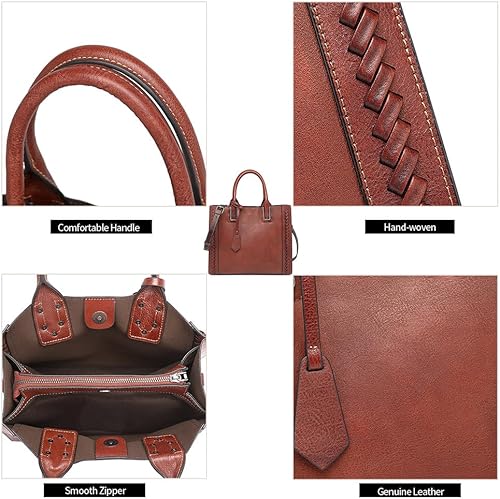 Miniatura 9 de Bolsos de cuero genuino para mujer, bolso vintage hecho a mano, bolso cruzado