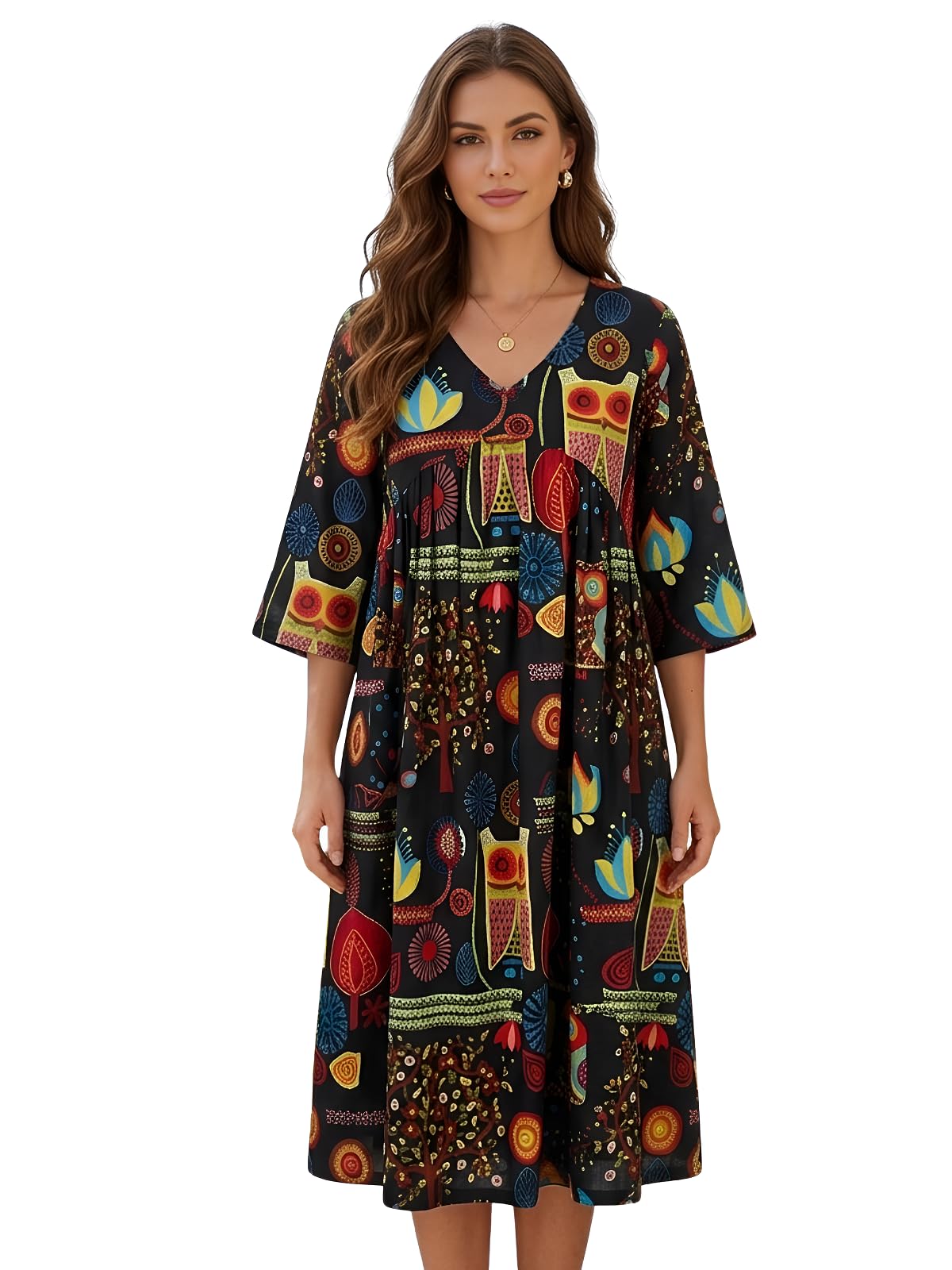 leriya fashion Dress for Women | Stylish Western One Piece Dress for Women Short & Long Fit & Flare | Ankle Length Casual Summer Dresses for Beach & Stylish Party Outifits 3/4 Sleeve-picture-36