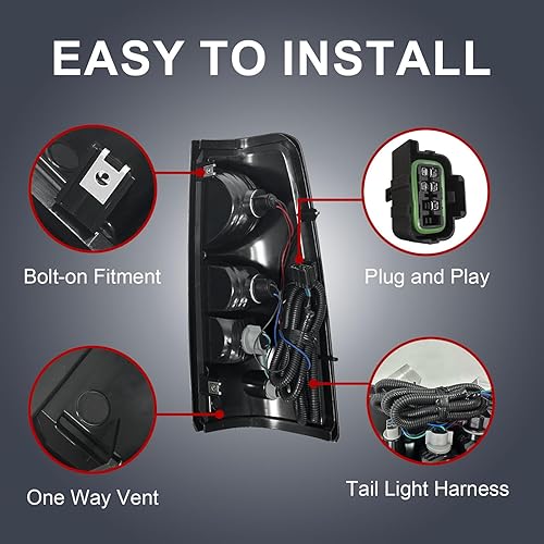 Miniatura 4 de Rongxu auto Silverado - Luces traseras compatibles con Chevy Silverado 2003-2006 15001500HD 25002500HD 3500 para el lado del conductor y del