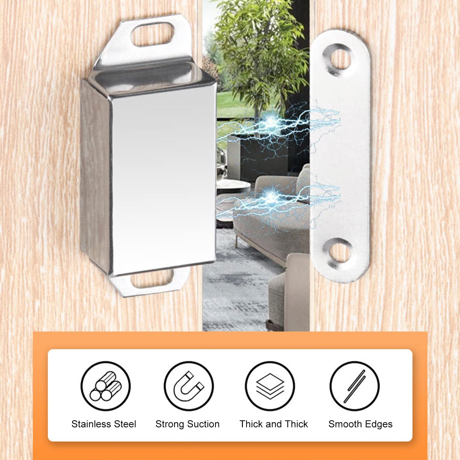 MroMax Magnetic Catch Latch For Cabinet Doors - Silver Tone, Multiple Lengths (1.3 To 3.8 Inches) - View #11
