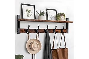 Wall Mount Coat Rack with Shelf: Rustic 29" Entryway Hook Storage Organizer