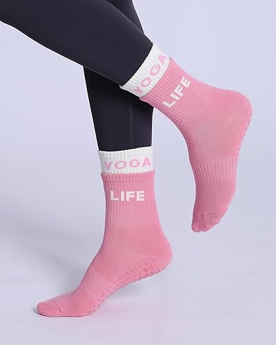 Miniatura 2 de Calcetines antideslizantes para mujer, calcetines de agarre de pilato, calcetines antideslizantes para yoga, calcetines de hospital, 6 pares