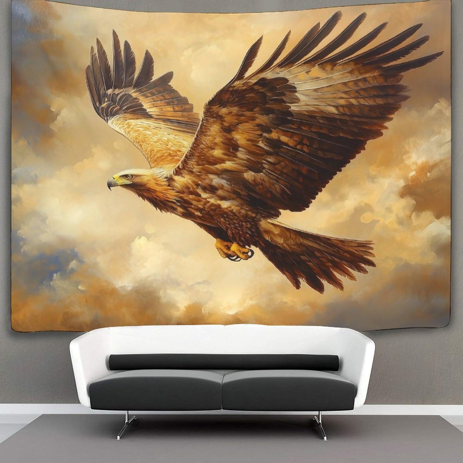 Kaiyun Style-11 Golden Eagle Tapestry Wildlife Wall Hanging For Bedroom Home Decor Hd Printing Living Room, Dorm 70Cmx100cm