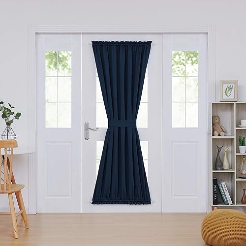 Miniatura 171 de Deconovo Cortina opaca de Navidad para puertas de vidrio y luces laterales, panel de privacidad con aislamiento térmico con doble bolsillo para