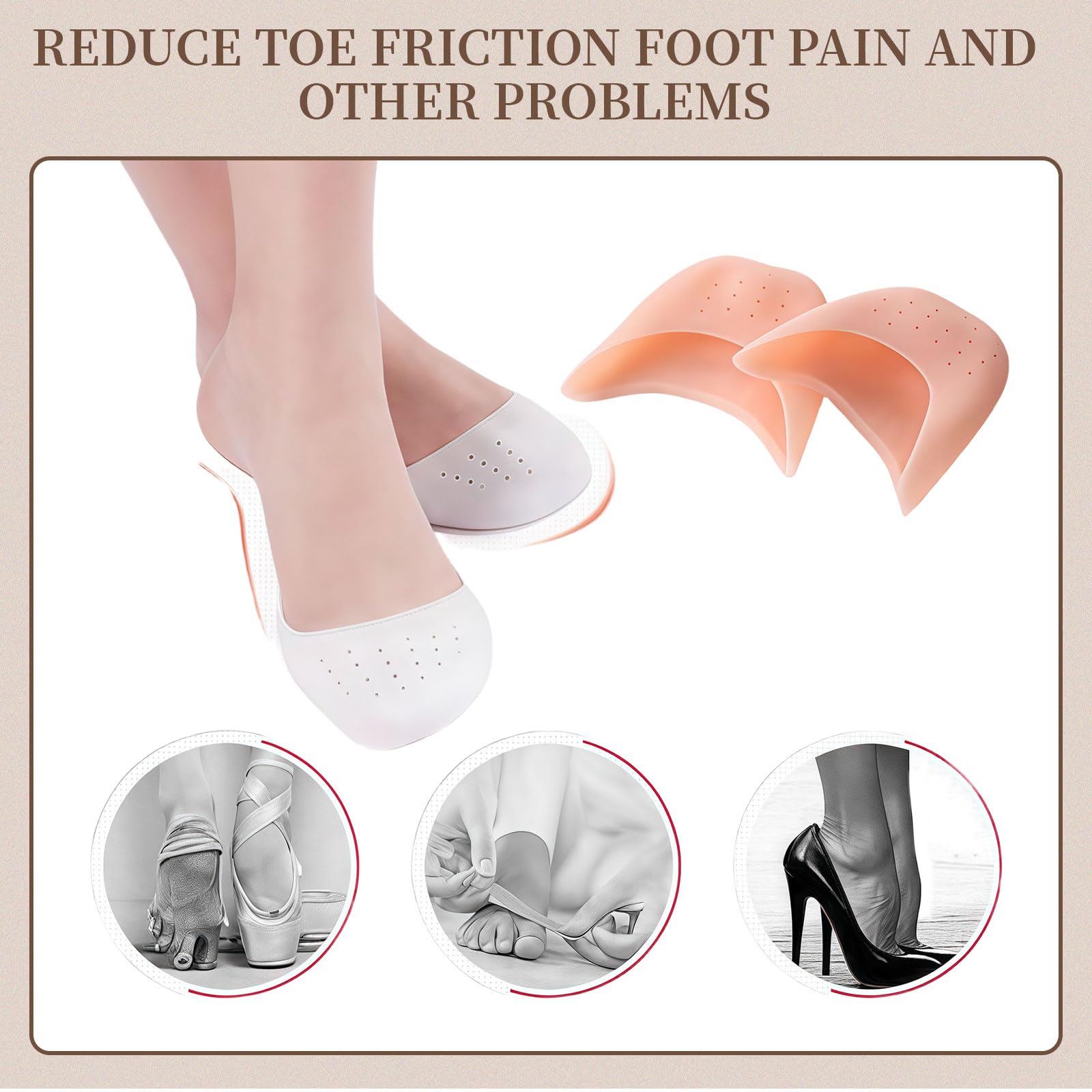 8 PCS Protezione Dita Piedi, Salvapunte in Silicone, Salvapunta per Scarpe a Punta Ballet e Danza Classica, Piede Suggerimento Manicotto