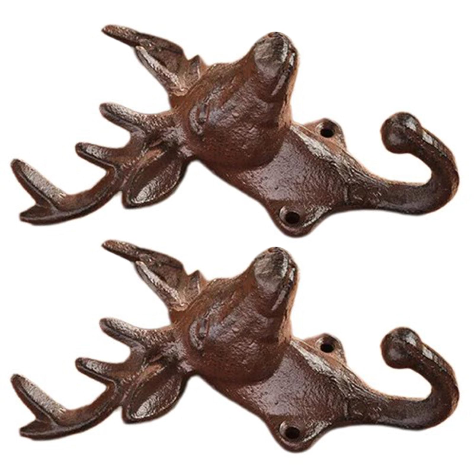 RAFGALDEX 2pcs Decorative Sturdy Iron Deer Head Hook for Elegant Wall Mounted Storage Solution Fashion Home Accessory Daily Use Entryway Organizers