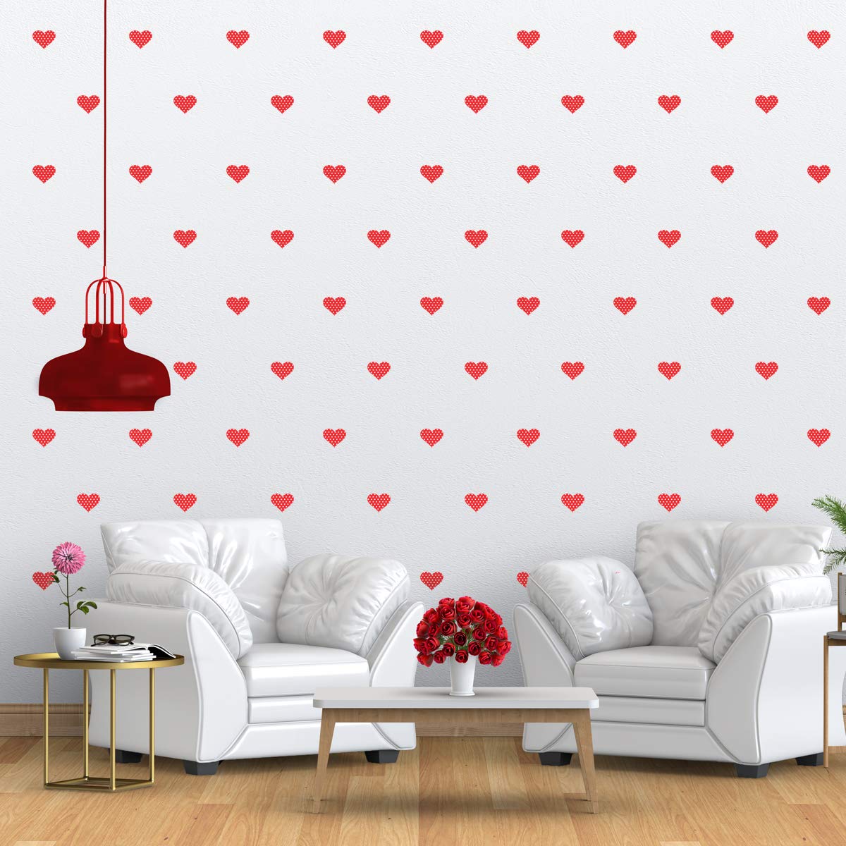 SVM CRAFT - Heart Shaped Polka dot Red (Pack of 100) Wall Decor Stickers for Living Room, Hall, Bed Room, Retail Store, Display, Promotions & Home Office 2