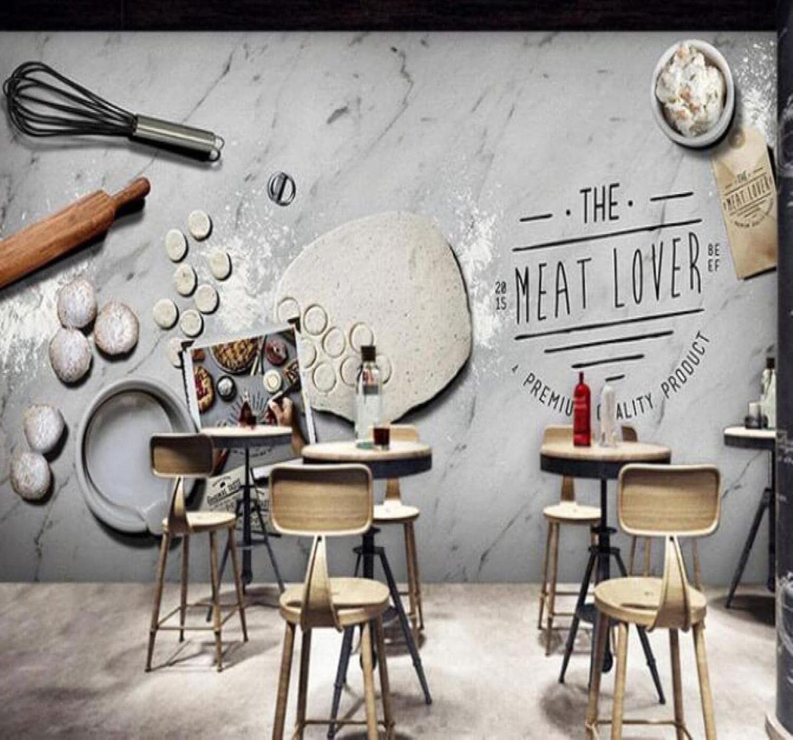 Xlming 250Cm×170Cm(B×H) Retro Three Dimensional Bakery Coffee Bar Restaurant 3D Wallpaper Luxury Home Dining Decor Paste Sofa Living Room The Wall For Bedroom Mural-250Cm×170Cm