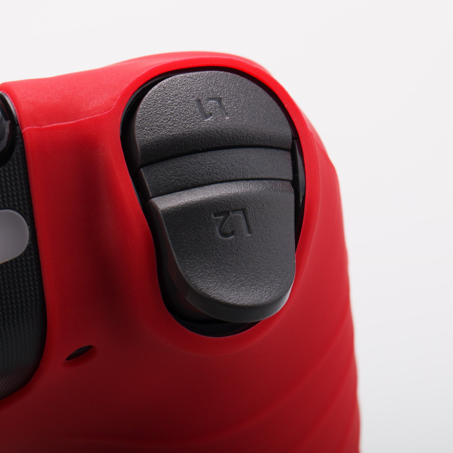 BORCHIE silicone custodie cover pelle antiscivolo per PS4 controller x 1 (rosso) + FPS PRO thumb grips pollice prese x 8