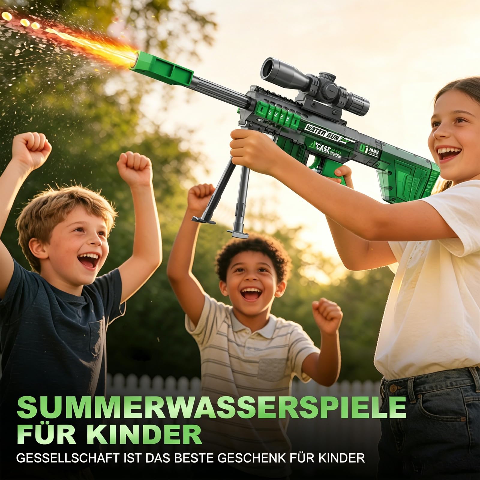 Maxee Pistola ad acqua elettrica, pistola a spruzzo automatica con un pulsante, per bambini, adulti, piscina, feste, spiaggia all'aperto, blu