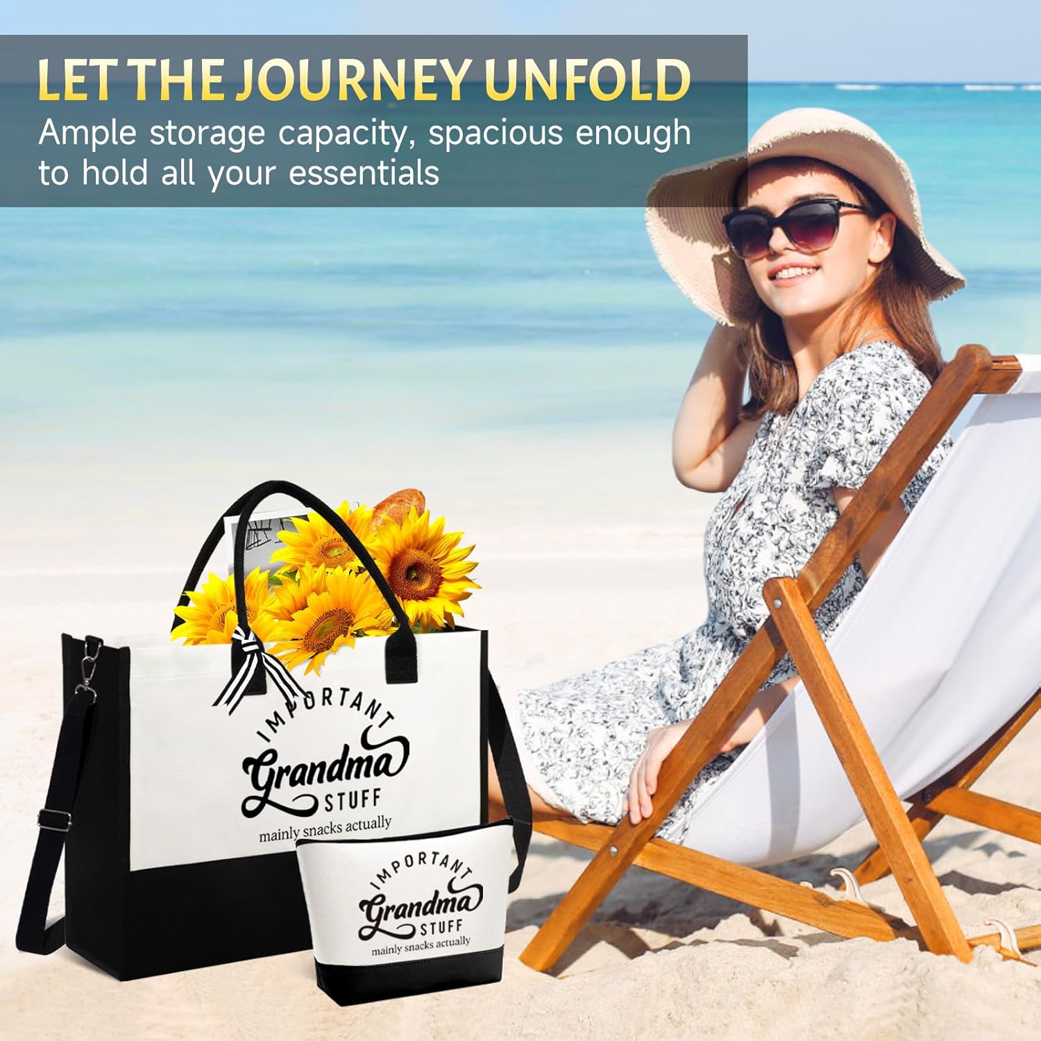 Mother's Day Gifts for Grandma, Best Grandma Gifts for Grandma from Granddaughter Grandchildren Grandkids, Unique Grandma Gift for Nana, Grammy, New Grandma w/Tote Bag Makeup Bag - Image 7