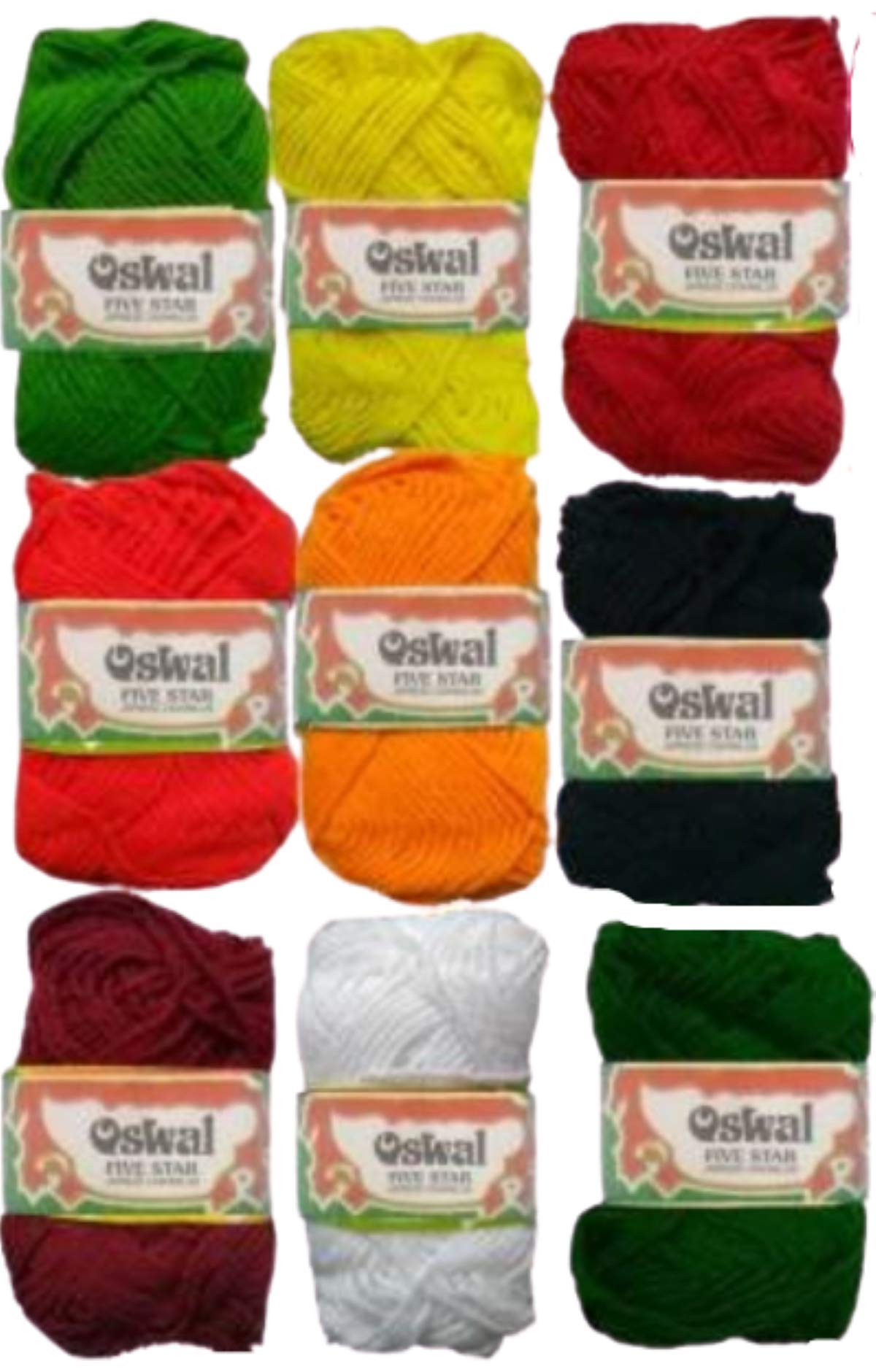 The Lovely Creations Oswal Small Size Wool Ball Knitting Yarn, Crochet Yarn, Craft Wool Yarn Mix- Colour Pack of 9